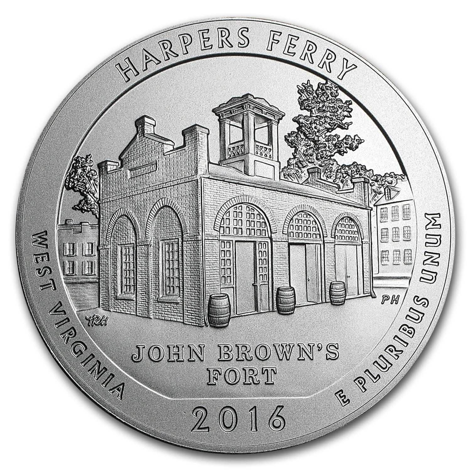 2016-P 5 oz Silver ATB Harpers Ferry (w/Box & COA)